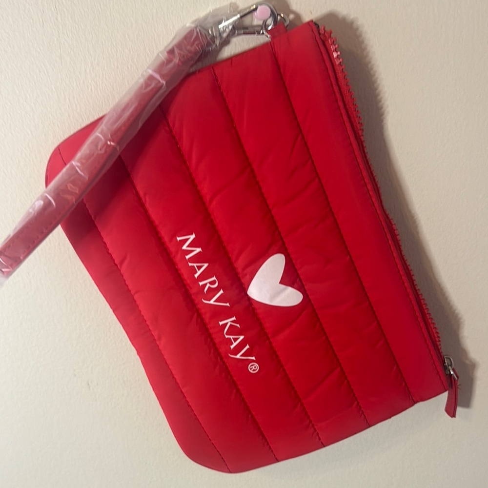 Red Quilted Women's Cosmetic Bag